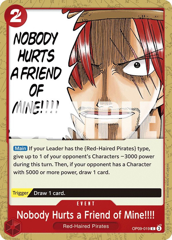 Carte Sous aucun prétexte je ne pardonnerai à ceux qui s'en prennent à mes amis&nbsp;!! OP09-019 Common — One Piece TCG OP-09 Emperors in the New World (Bandai)