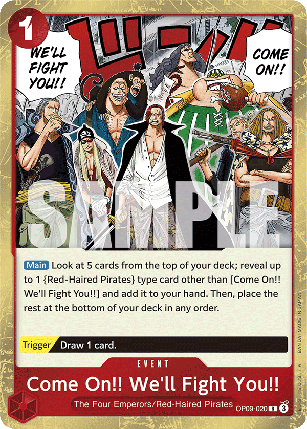 Carte Qu'ils viennent&nbsp;!! On les attend de pied ferme&nbsp;!! OP09-020 Rare — One Piece TCG OP-09 Emperors in the New World (Bandai)