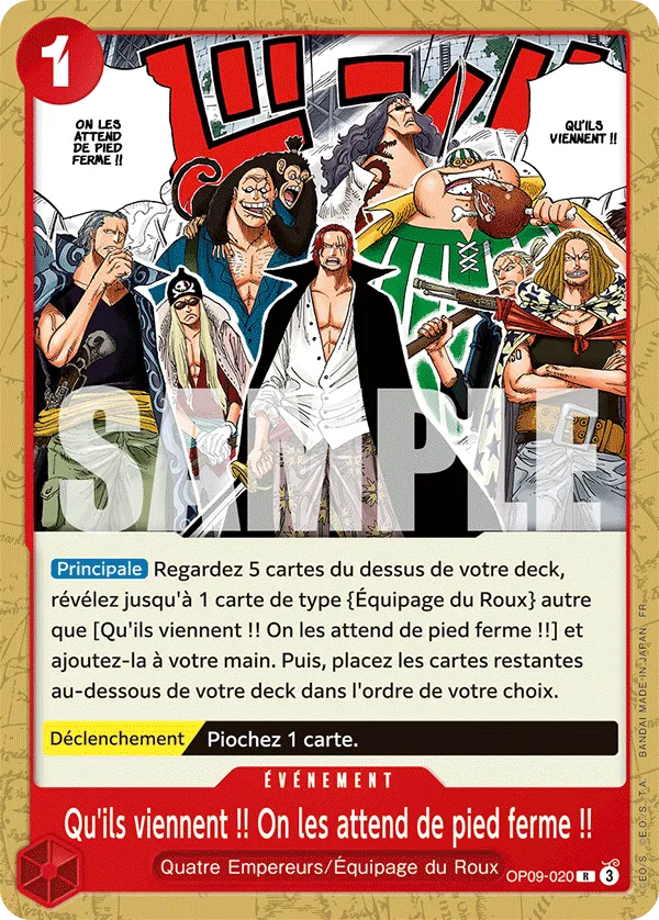 Carte Qu'ils viennent&nbsp;!! On les attend de pied ferme&nbsp;!! OP09-020_p1 Rare Alt Art — One Piece TCG OP-09 Emperors in the New World (Bandai)
