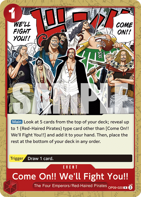 Carte Qu'ils viennent&nbsp;!! On les attend de pied ferme&nbsp;!! OP09-020_r1 Rare Serial — One Piece TCG ST-23 Starter Deck: Red Shanks (Bandai)