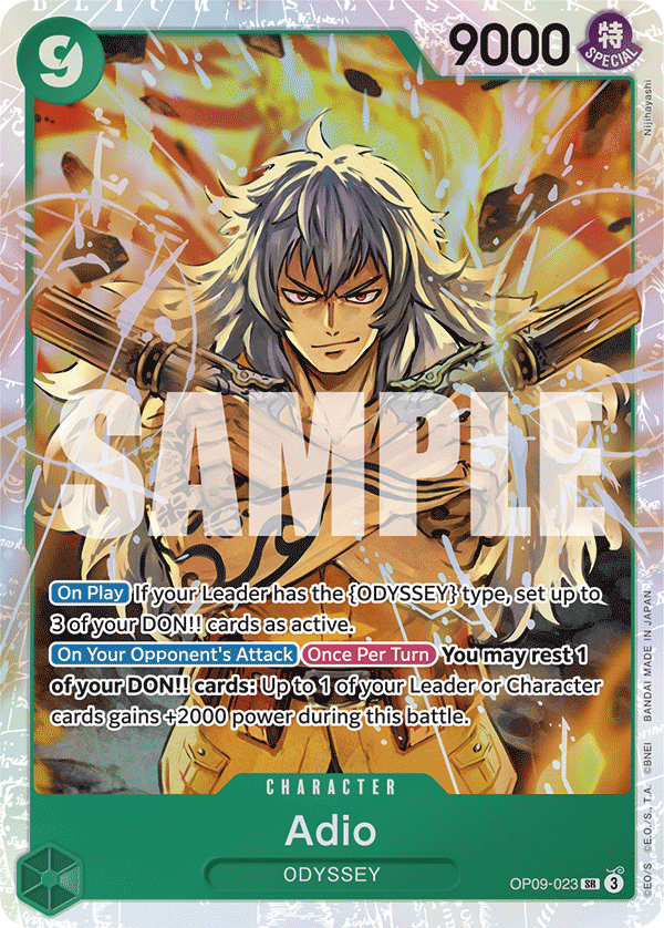 Carte Adio OP09-023 Super Rare — One Piece TCG OP-09 (Bandai)