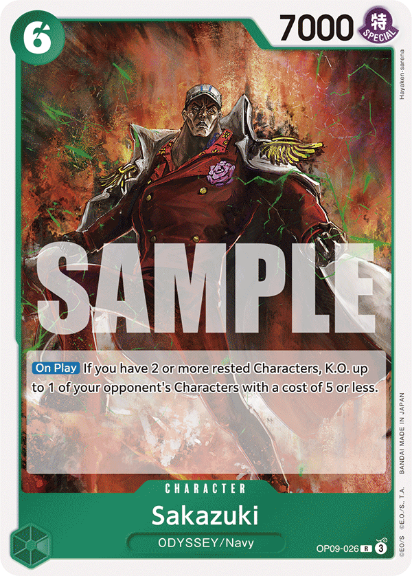 Carte Sakazuki OP09-026 Rare — One Piece TCG OP-09 (Bandai)