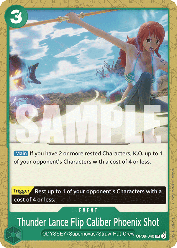 Carte Thunder Lance Flip Caliber Phoenix Shot OP09-040 Uncommon — One Piece TCG OP-09 Emperors in the New World (Bandai)