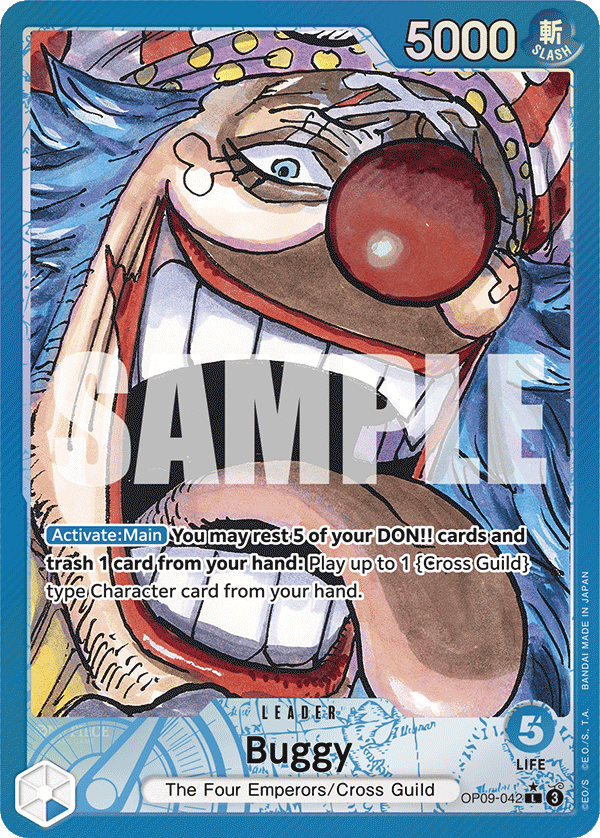 Carte Baggy OP09-042_p1 Leader — One Piece TCG OP-09 (Bandai)