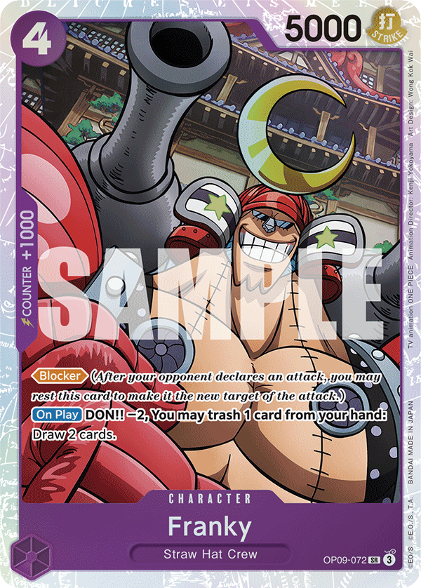Carte Franky OP09-072 Super Rare — One Piece TCG OP-09 Emperors in the New World (Bandai)