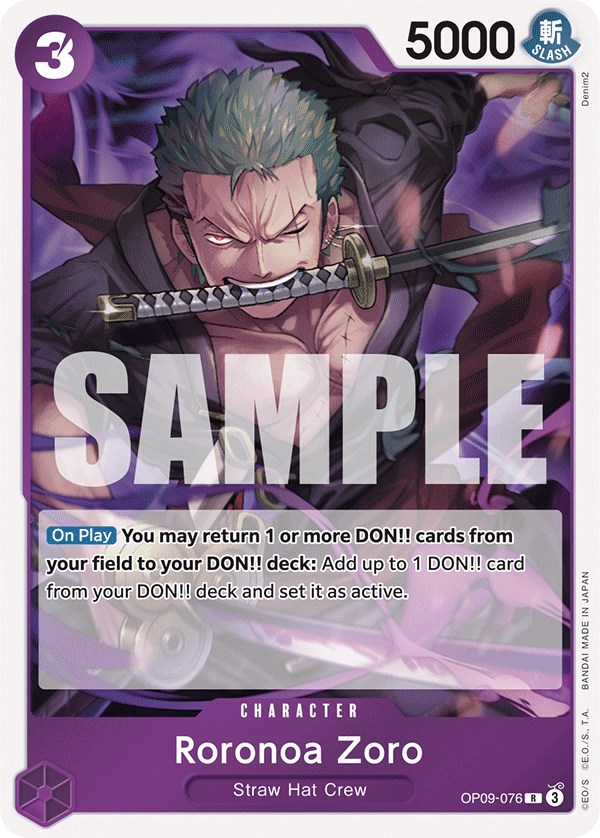 Carte Roronoa Zoro OP09-076 Rare — One Piece TCG OP-09 Emperors in the New World (Bandai)
