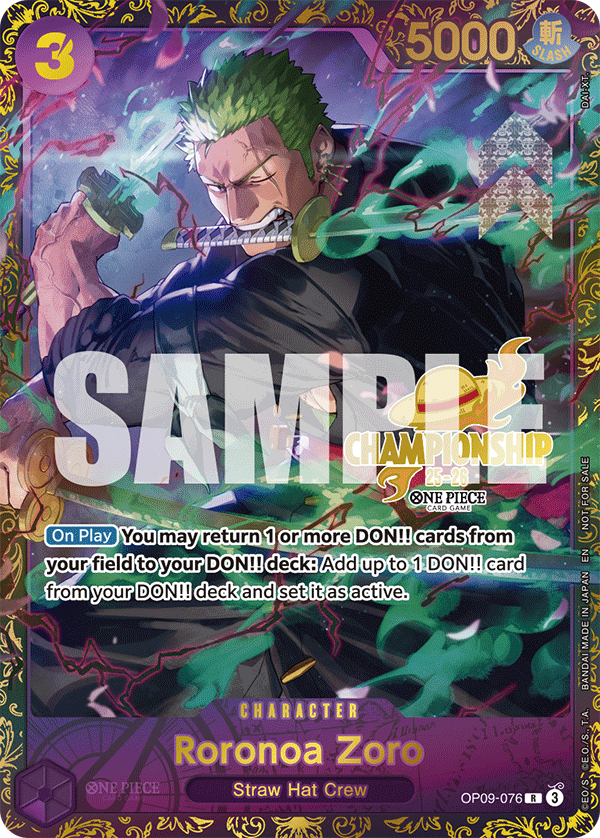Roronoa Zoro OP09-076_p1 (Rare) — V.2 Alt Art