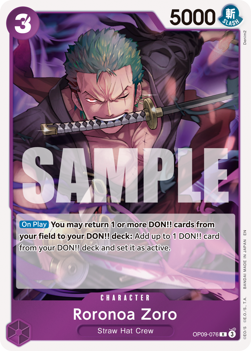 Carte Roronoa Zoro OP09-076_r2 Rare Serial — One Piece TCG PRB-02 The Best Vol. 2 (Bandai)