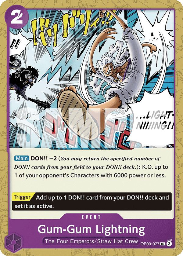Carte Gum Gum Foudre OP09-077 Uncommon — One Piece TCG OP-09 Emperors in the New World (Bandai)