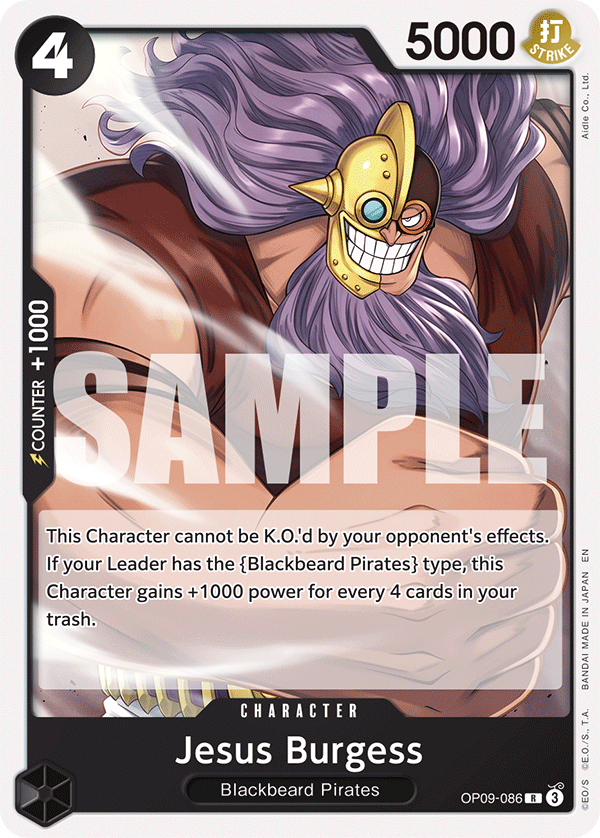 Carte Jesus Burgess OP09-086_r1 Rare Serial — One Piece TCG ST-27 Starter Deck: Black Marshall.D.Teach (Bandai)