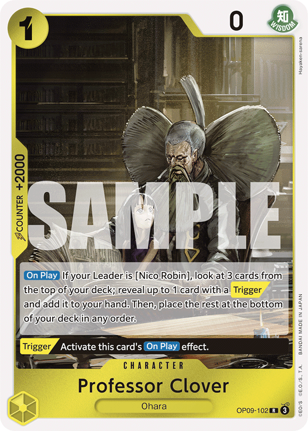 Carte Professeur Clover OP09-102 Rare — One Piece TCG OP-09 (Bandai)