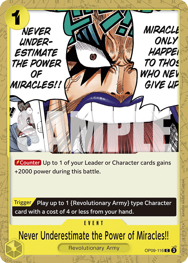 Carte Les miracles n'arrivent qu'à ceux qui ont la volonté de se battre&nbsp;!! OP09-116 Common — One Piece TCG OP-09 Emperors in the New World (Bandai)