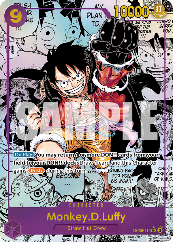 Carte Manga Rare Monkey D. Luffy OP09-119_p2 Secret Rare — One Piece TCG OP-09 Emperors in the New World (Bandai)