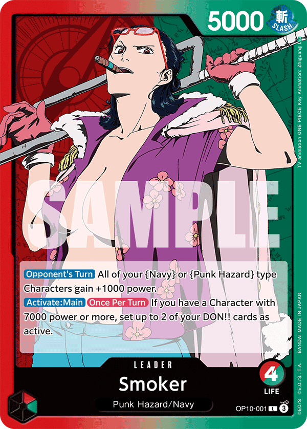 Carte Smoker OP10-001 Leader — One Piece TCG OP-10 (Bandai)