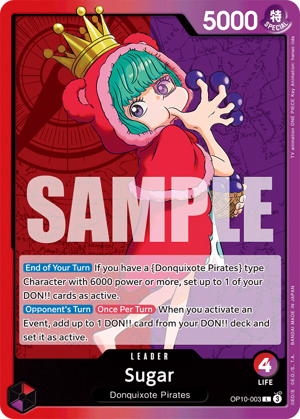 Carte Sugar OP10-003 Leader — One Piece TCG OP-10 Royal Blood (Bandai)