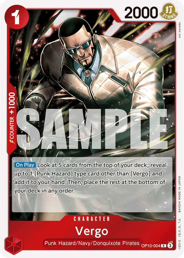 Carte Vergo OP10-004 Rare — One Piece TCG OP-10 Royal Blood (Bandai)