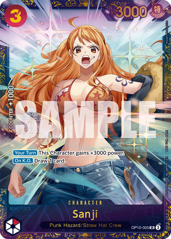 Carte Sanji OP10-005_p2 Super Rare — One Piece TCG PROMO-OP-10 (Bandai)