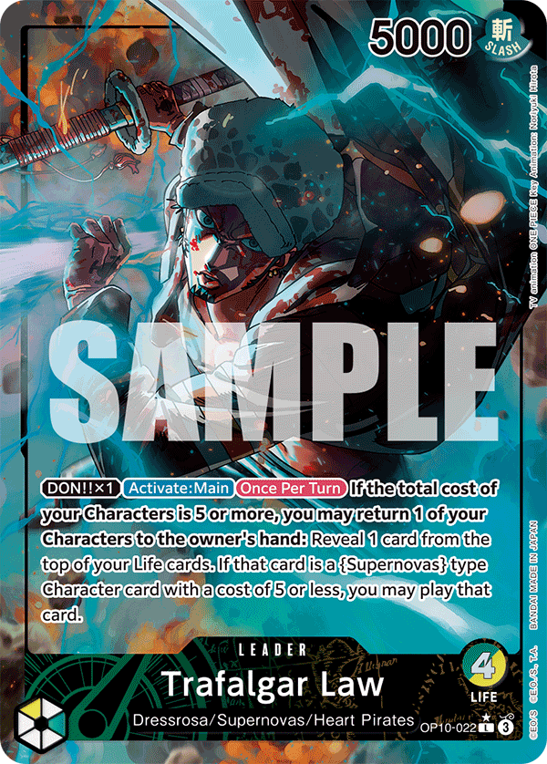 Carte Trafalgar Law OP10-022_p1 Leader — One Piece TCG OP-10 (Bandai)