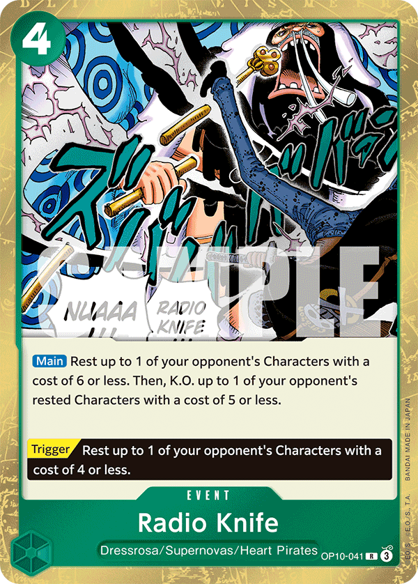 Carte Radio Knife OP10-041 Rare — One Piece TCG OP-10 Royal Blood (Bandai)