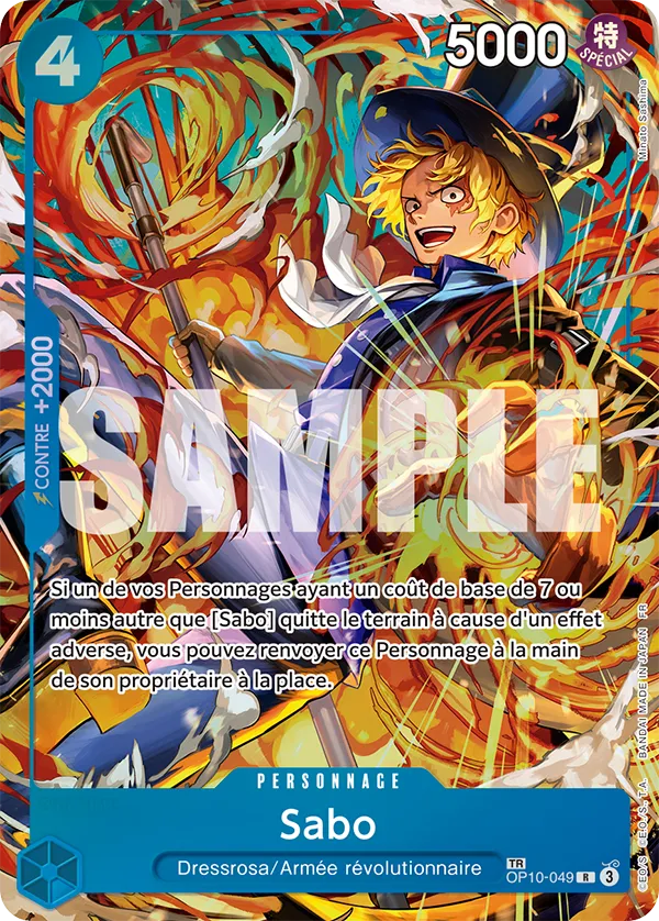 Carte Treasure Rare Sabo OP10-049_p1 (TR FR) — One Piece TCG OP-12 Legacy of the Master (Bandai)