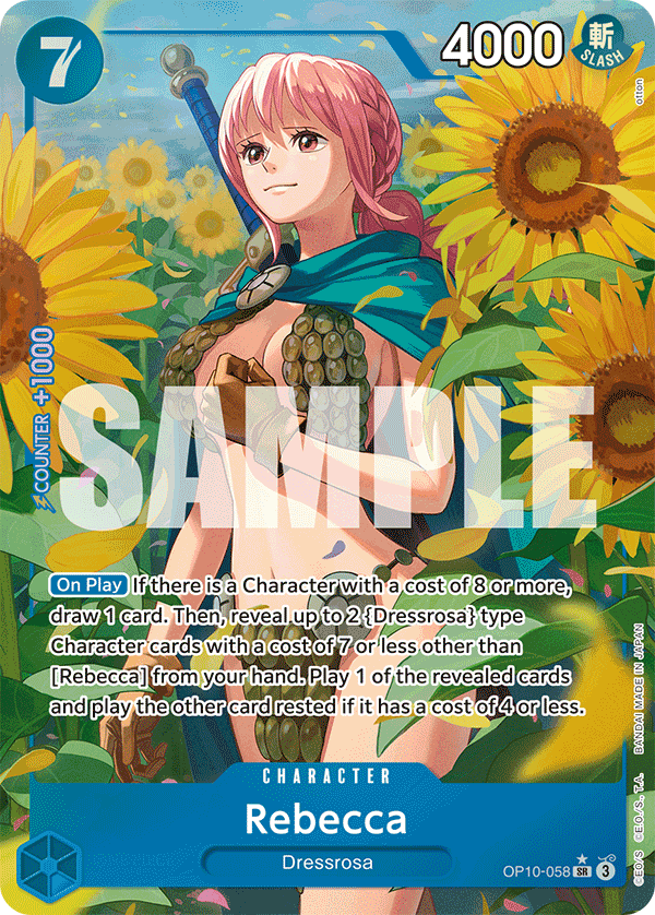 Carte Rebecca OP10-058_p1 Super Rare Alt Art — One Piece TCG OP-10 Royal Blood (Bandai)