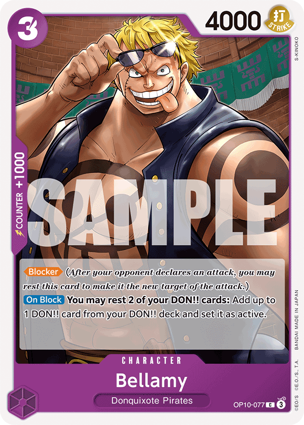 Carte Bellamy OP10-077 Common — One Piece TCG OP-10 Royal Blood (Bandai)