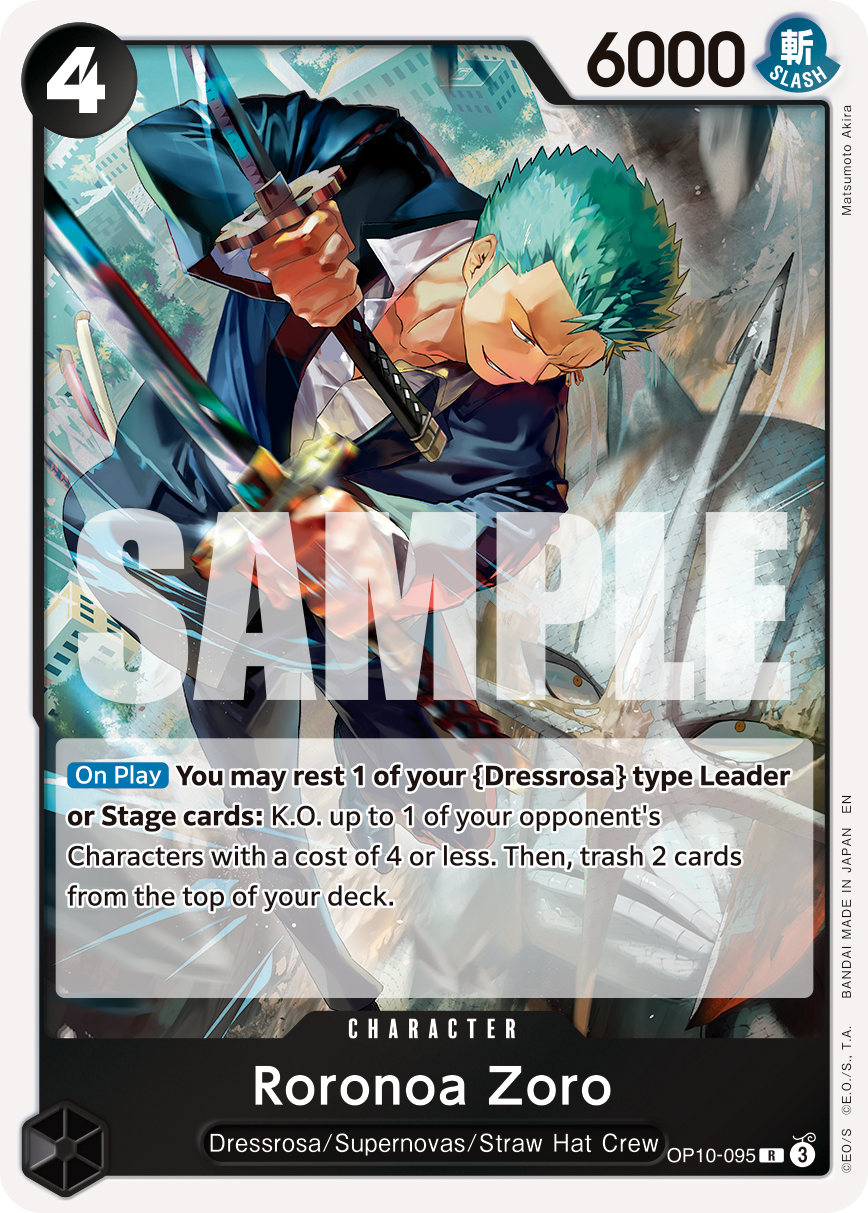Carte Roronoa Zoro OP10-095_r1 Rare Serial — One Piece TCG PRB-02 The Best Vol. 2 (Bandai)