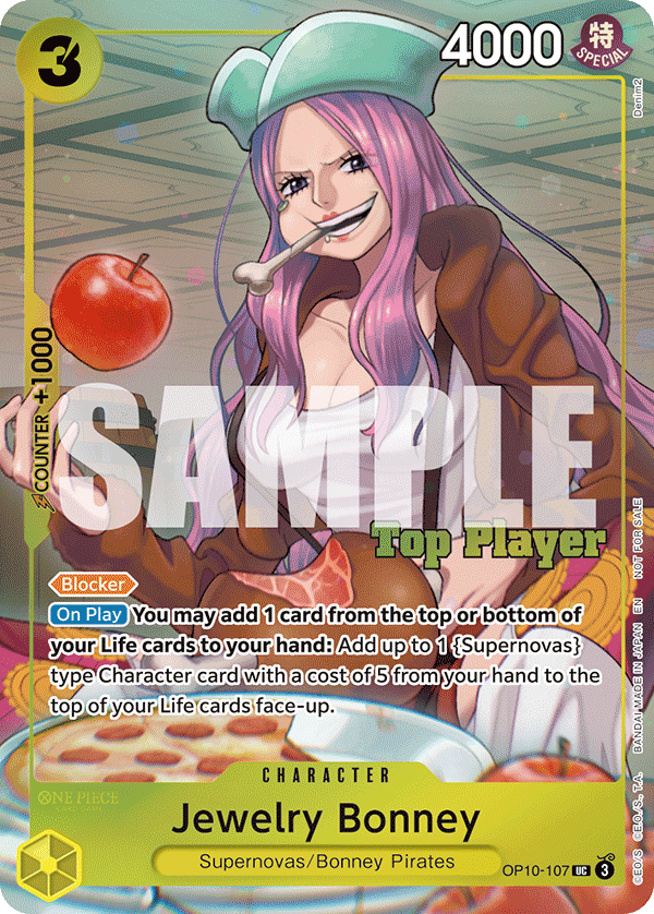 Carte Jewelry Bonney OP10-107_p1 Uncommon Alt Art — One Piece TCG PROMO-OP-10 Promos: Royal Blood (Bandai)