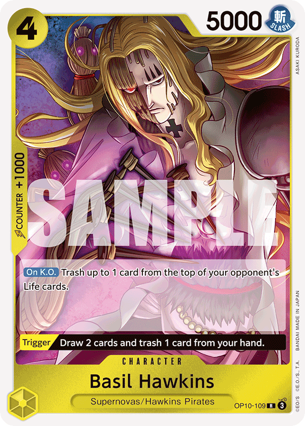 Carte Basil Hawkins OP10-109 Rare — One Piece TCG OP-10 (Bandai)