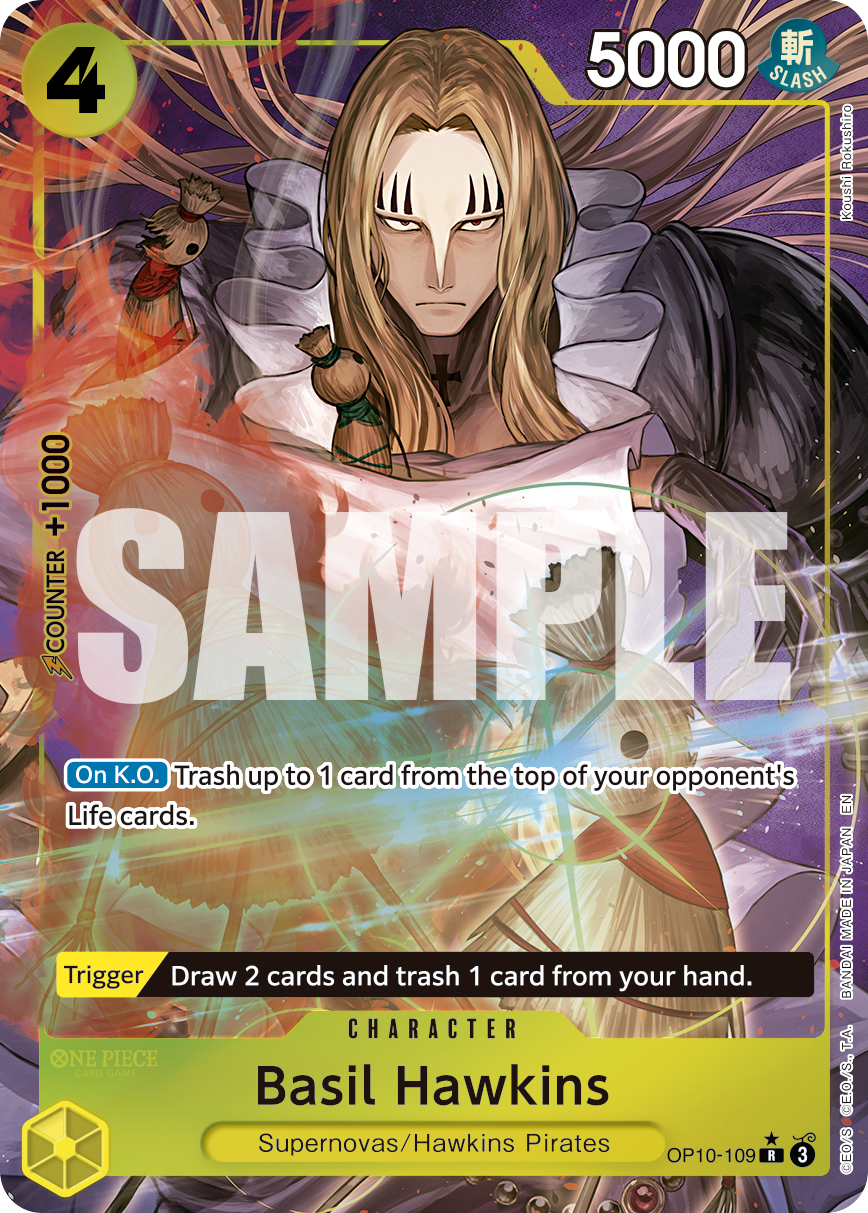 Carte Basil Hawkins OP10-109_p1 Rare — One Piece TCG PRB-02 (Bandai)