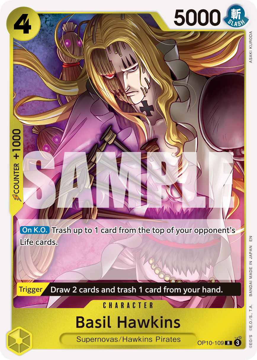 Carte Basil Hawkins OP10-109_r1 Rare — One Piece TCG PRB-02 (Bandai)