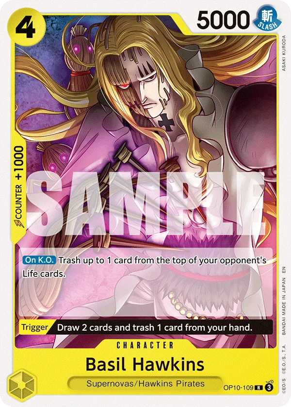 Carte Basil Hawkins OP10-109_r2 Rare — One Piece TCG ST-36 (Bandai)