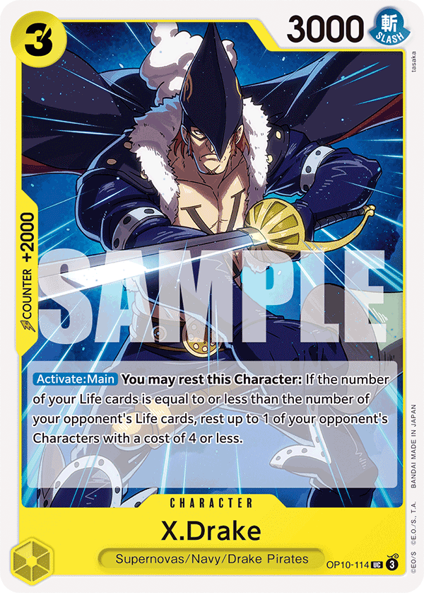 Carte X-Drake OP10-114 Uncommon — One Piece TCG OP-10 Royal Blood (Bandai)