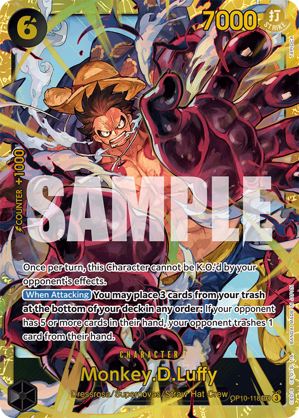 Carte Monkey D. Luffy OP10-118 Secret Rare — One Piece TCG OP-10 Royal Blood (Bandai)