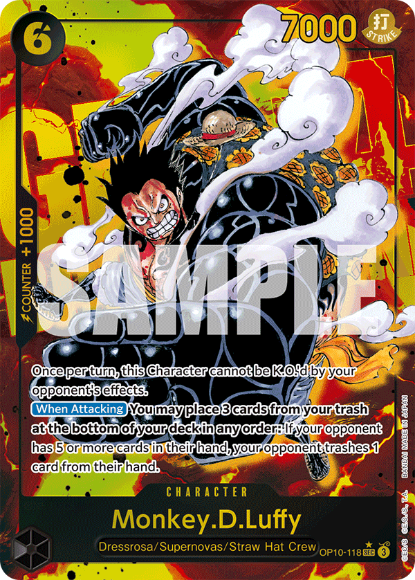 Carte Monkey D. Luffy OP10-118_p1 Secret Rare Alt Art — One Piece TCG OP-10 Royal Blood (Bandai)