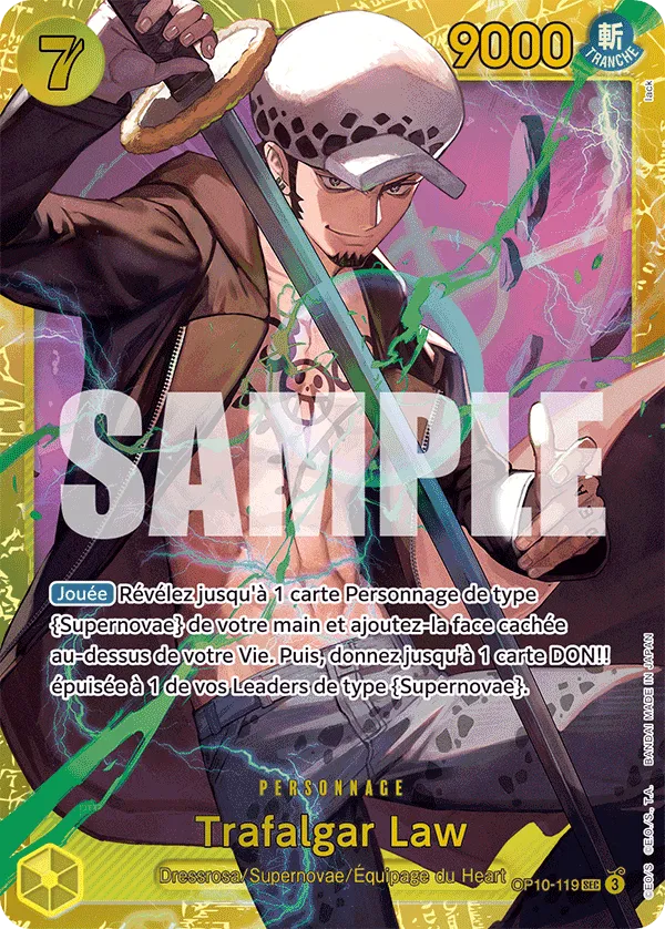 Carte Trafalgar Law OP10-119 Secret Rare OP-10 — One Piece TCG (Bandai)