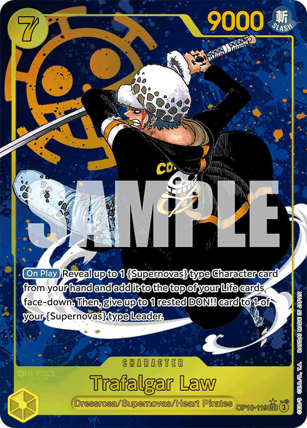Carte Trafalgar Law OP10-119_p1 Secret Rare Alt Art — One Piece TCG OP-10 Royal Blood (Bandai)