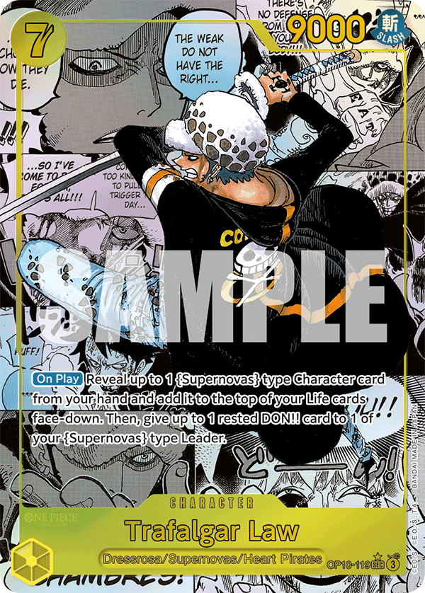 Carte Manga Rare Trafalgar Law OP10-119_p2 Secret Rare — One Piece TCG OP-10 Royal Blood (Bandai)