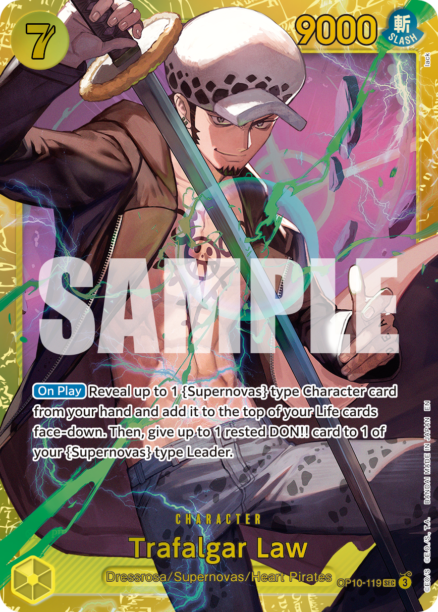 Carte Trafalgar Law OP10-119_r1 Secret Rare Serial — One Piece TCG PRB-02 The Best Vol. 2 (Bandai)