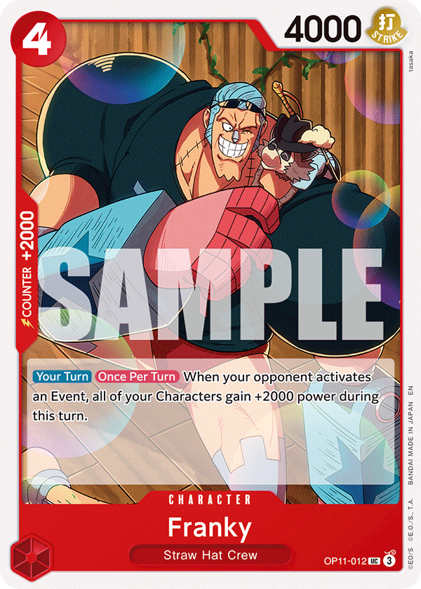 Carte Franky OP11-012 Uncommon — One Piece TCG OP-11 A Fist of Divine Speed (Bandai)