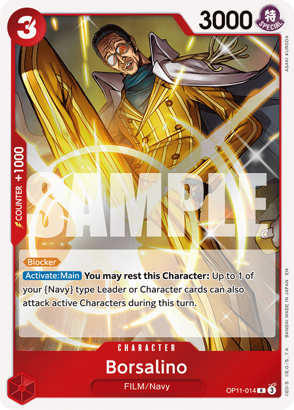 Carte Borsalino OP11-014 Rare — One Piece TCG OP-11 A Fist of Divine Speed (Bandai)