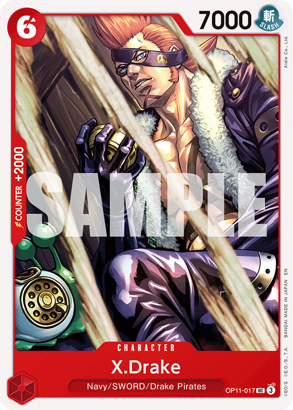 Carte X-Drake OP11-017 Uncommon — One Piece TCG OP-11 (Bandai)