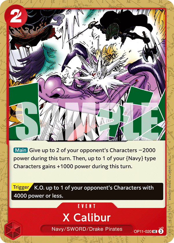 Carte X Calibur OP11-020 Uncommon — One Piece TCG OP-11 A Fist of Divine Speed (Bandai)