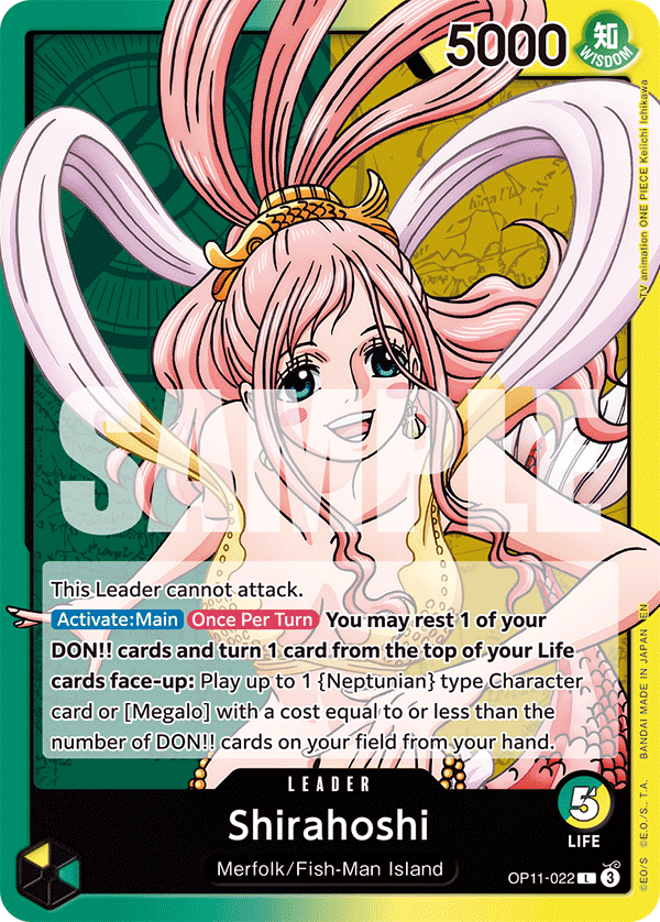 Carte Shirahoshi OP11-022 Leader — One Piece TCG OP-11 (Bandai)