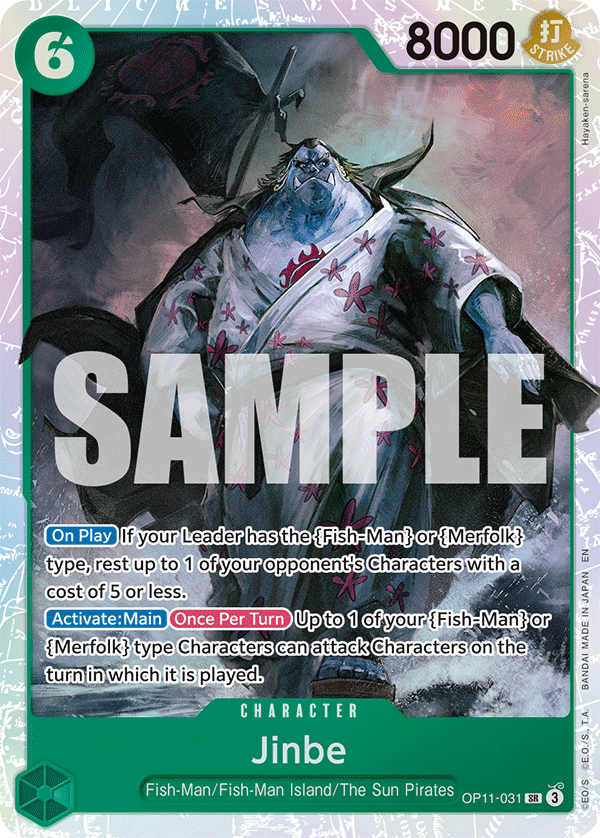 Carte Jinbe OP11-031 Super Rare — One Piece TCG OP-11 A Fist of Divine Speed (Bandai)