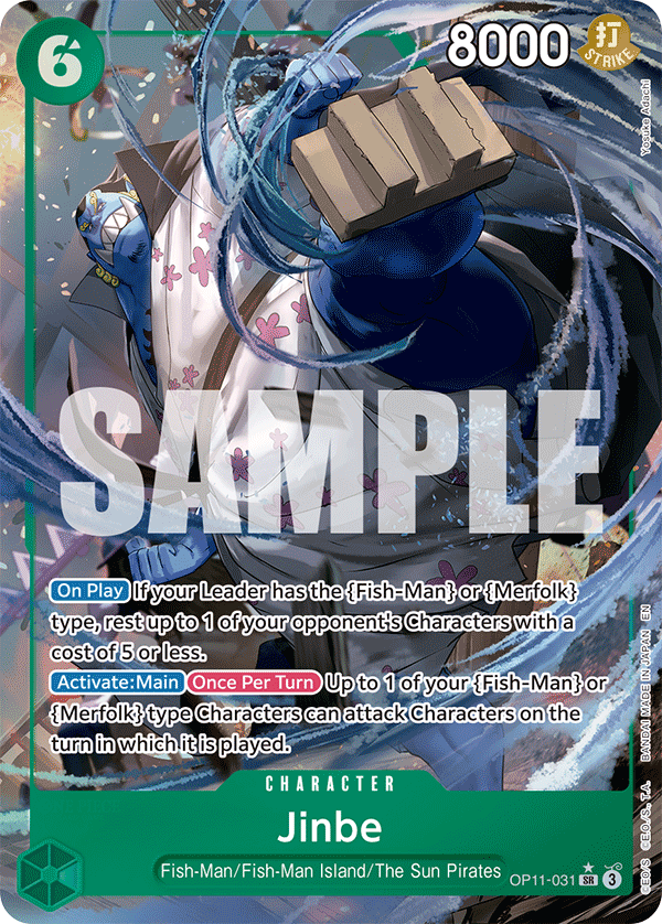 Carte Jinbe OP11-031_p1 Super Rare Alt Art — One Piece TCG OP-11 A Fist of Divine Speed (Bandai)