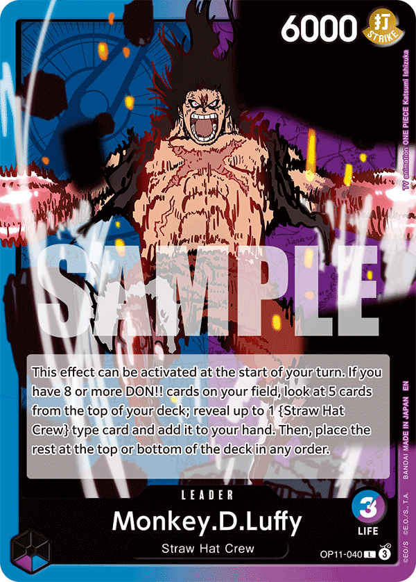 Carte Monkey D. Luffy OP11-040 Leader — One Piece TCG OP-11 (Bandai)