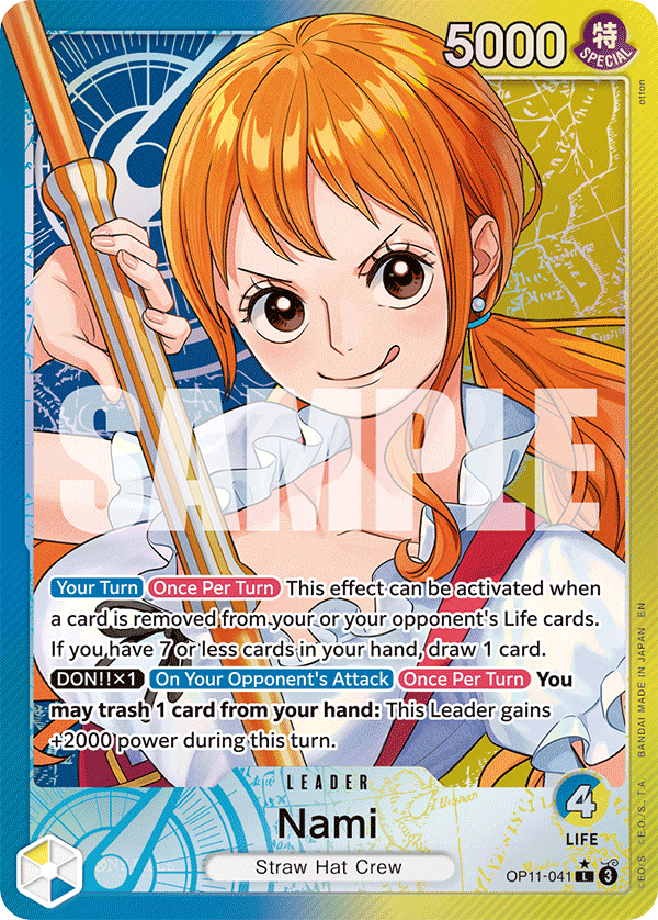 Carte Nami OP11-041_p1 Leader — One Piece TCG OP-11 (Bandai)