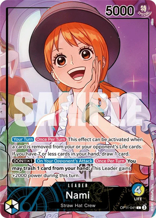 Carte Nami OP11-041_p3 Leader Alt Art — One Piece TCG OP-11 A Fist of Divine Speed (Bandai)