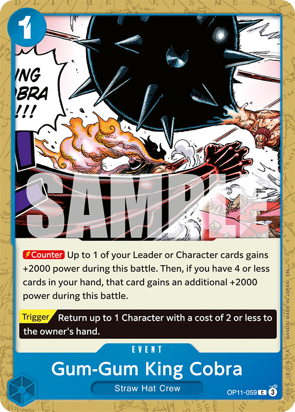 Carte Gum Gum King Cobra OP11-059 Common — One Piece TCG OP-11 A Fist of Divine Speed (Bandai)